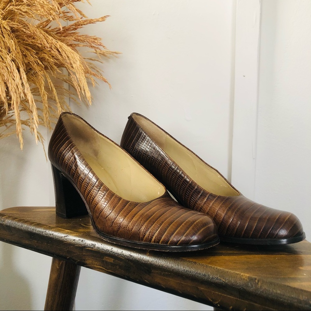 Adrienne Vittadini Croc Leather Heels